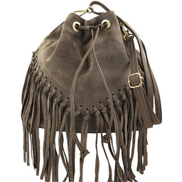 Torebka skórzana boho style - Beżowa ciemna