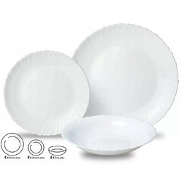 Talerze szklane, zestaw 18 elementów (obiadowe, deserowe,