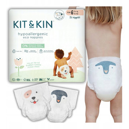 Pieluszki Jednorazowe Kit&Kin Junior Rozmiar 6 Hipoalergiczne Piesek