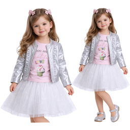 Ramoneska Dziewczęca w Komplecie Tshirt i Spódnica 3