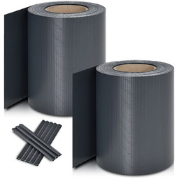 2x TAŚMA OGRODZENIOWA PVC Z KLIPSAMI ANTRACYTOWA