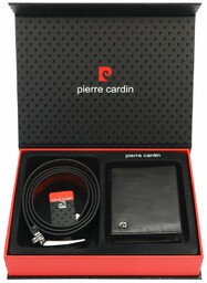 Pierre Cardin Zestaw Prezentowy Męski Skórzany Portfel Pasek