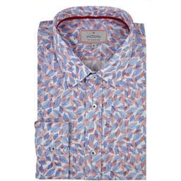 Wzorzysta Bawełniana Koszula w Kolorowe Listki z Długim