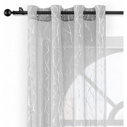 Kotile Przezroczyste szare zasłony z oczkami z metalicznego
