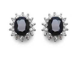 ENAYA KATE Srebrne kolczyki z szafirami sztyft ca.