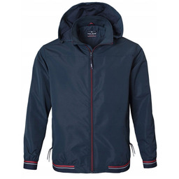 Granatowa Wiatrówka Męska z Odpinanym Kapturem - Pako