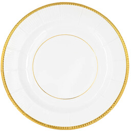 Talerzyki papierowe białe Elegant Gold - 20,5 cm