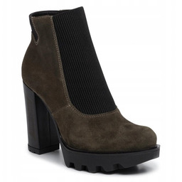 Eva Minge Damskie Botki Khaki Skórzane 41 Włg