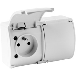 Gniazdo podwójne z uziemieniem natynkowe IP44 biały 162-01-DRV