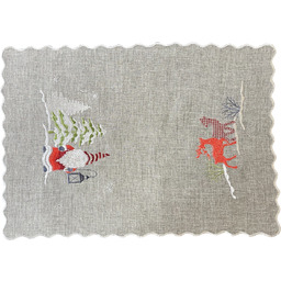 Serwetka bożonarodzeniowa z haftem w skrzata i renifery