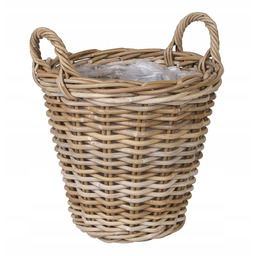 Okrągły Kosz Z Rattanu Kubu Z Uchwytami