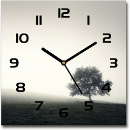 Zegar szklany kwadratowy Samotne drzewo