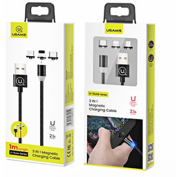 Kabel magnetyczny USAMS U-Sure 3w1 lightning microUSB/USB-C 1m