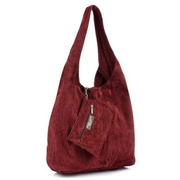 Shopperka bordowa skórzana N88