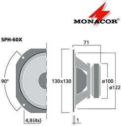 Głośnik szerokopasmowy MONACOR SPH-60X