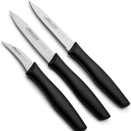 Zestaw noży do obierania gładki zakrzywiony ząbkowany Nova