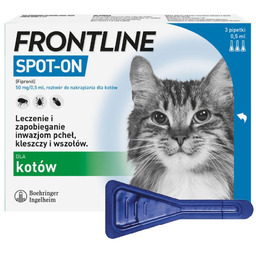 Frontline Spot-On dla kotów krople 3 pipety przeciwko