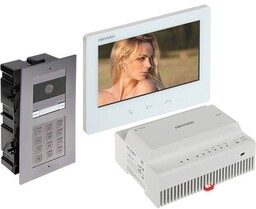 Wideodomofon 2 żyłowy Hikvision Zestaw DS-KIS704EY-ACF2/ALUMINUM Switch Android