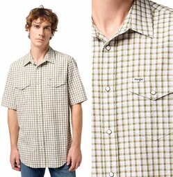 Wrangler SS WESTERN SHIRT Green BAWEŁNIANA KOSZULA