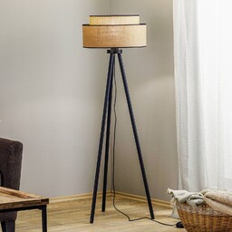Duolla Lampa stojąca Boho jute & czarna, wysokość