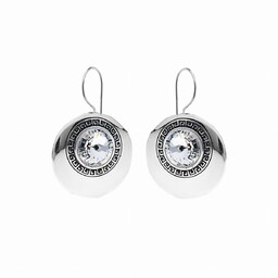 Srebrne kolczyki 925 wiszące z cyrkoniami wzór grecki