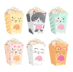 Pudełka na popcorn Kotki - 6 szt.