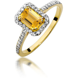 Złoty pierścionek Cytryn 0,60ct żółte złoto pr. 585