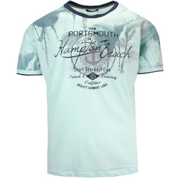 T-Shirt Miętowy z Nadrukiem, Męski, Koszulka, Krótki Rękaw,