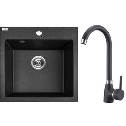 LAVEO Zlewozmywak jednokomorowy Alena SBAA710T Czarny 49x49 +