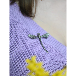 Srebrna broszka artystyczna z ważką W1 szarą