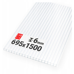 Poliwęglan komorowy 6mm 695x1500mm płyta bezbarwny arkusz