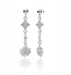 Kolczyki kwiat lotosu Swarovski Elements srebrne