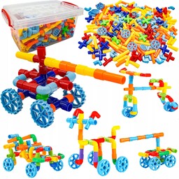 Kolorowe rurki słomki klocki konstrukcyjne rurociąg kółka 340