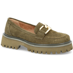 Zamszowe półbuty z klamrą - FILIPPO DP4916/23 KHAKI