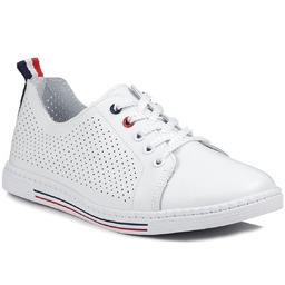 Trampki tenisówki damskie całe białe skórzane ażurowe S.Barski