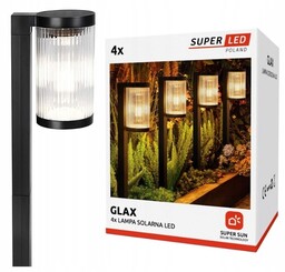 Lampa ogrodowa solarna wbijana słupek biały ciepły kpl.