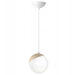 Lampa Wisząca Sfera Biały Brązowy Szklany Klosz 1xE14