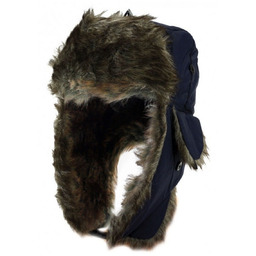 Zimowa Czapka z Futerkiem i Nausznikami Granatowa, Pako