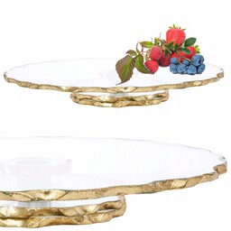 Patera obrotowa złota szklana na tort glamour taca