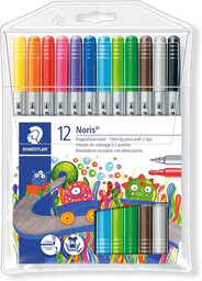 Flamastry dwustronne Noris Club 12 kolorów Staedtler