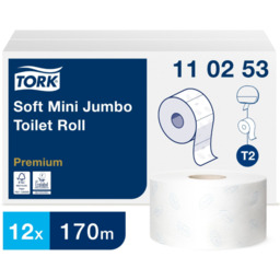 Papier toaletowy Tork mini jumbo, 2w.biały, makulatura, 170m,