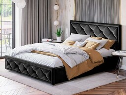 Łóżko tapicerowane z pojemnikiem LB-45 160x200 Welur Czarny