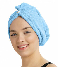 Szybkoschnący turban frotte do włosów niebieski