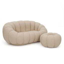 Fotel 2 osobowy z podnóżkiem CX2032 Pumpkin Bouclé