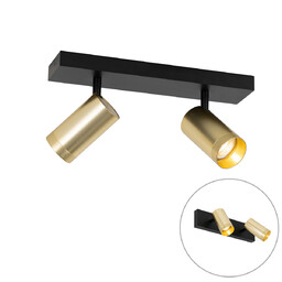 Plafon z reflektorami czarny ze złotem regulowany 2-punktowy