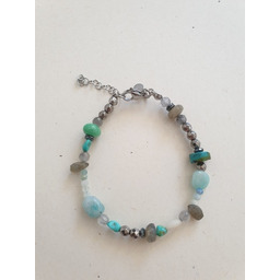 Pakamera Bransoletka błękity, amazonit, labradoryt, akwamaryn, hematyt