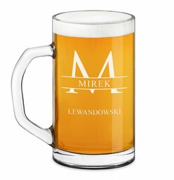 Kufel na piwo prosty z grawerowanym inicjałem