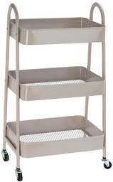 Regał na kółkach metalowy beżowy 3-poziomowy 44x31,5x78,5 cm