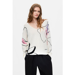 Desigual Cienki sweter z nadrukiem