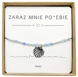 Pakamera Naszyjnik z alfabetem Morse Akwamaryn i Hematyt